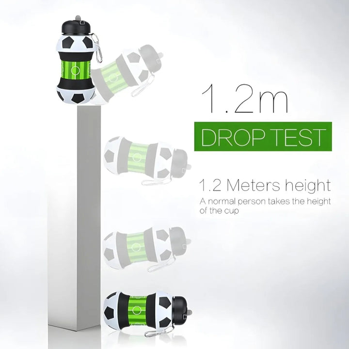 550ml Collapsible Football Water Bottle – Portable Silicone Sporty Foldable Drinkware
