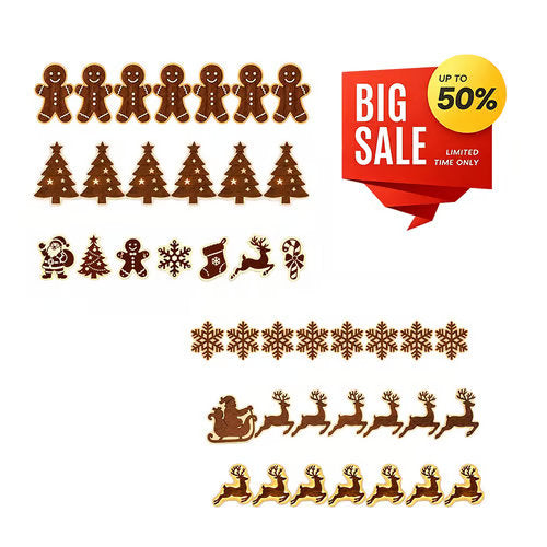 Christmas LED Wall Silhouette Lights — 7-Piece Wooden Set