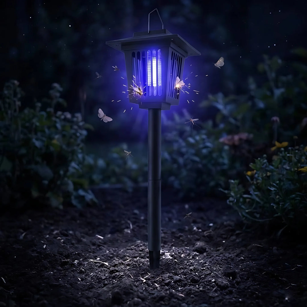[2-Pack] 2-in-1 Solar Bug Zapper &amp; Decorative Outdoor LED Garden Light