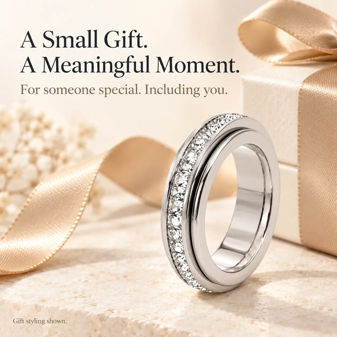 Rotatable Fidget Spinner Ring, Titanium Steel Calming Comfort Band