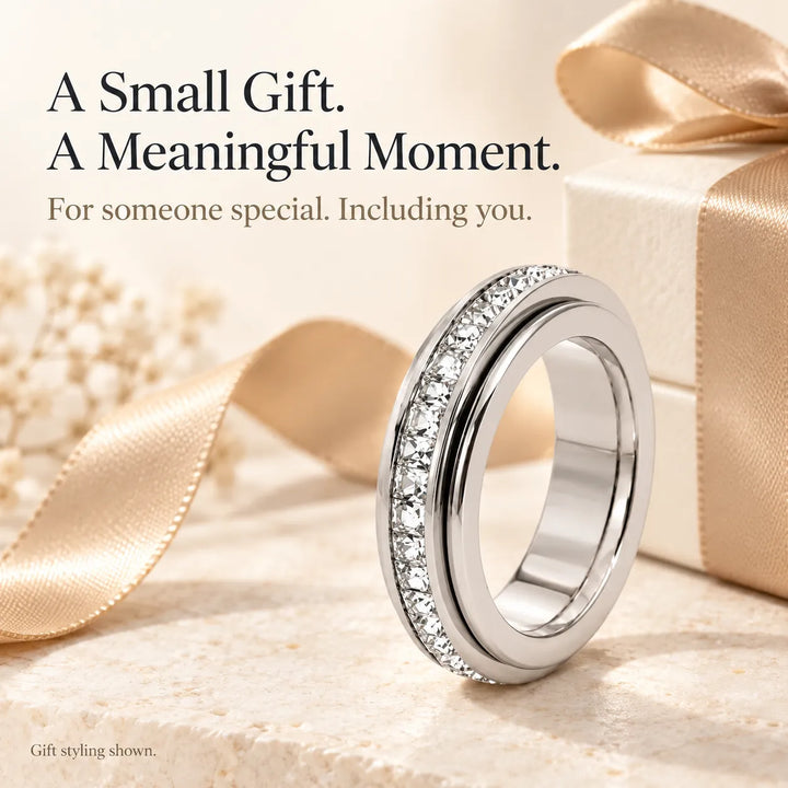 Rotatable Fidget Spinner Ring, Titanium Steel Calming Comfort Band