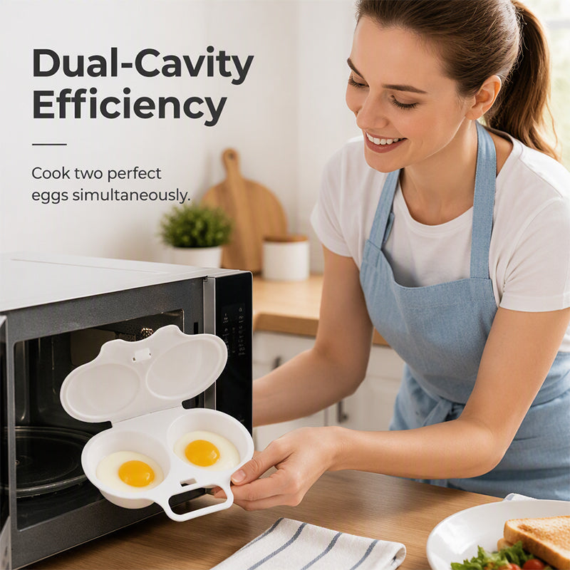 Microwave Egg Steamer – 2-Egg Dual Cavity, No Oil, BPA-Free