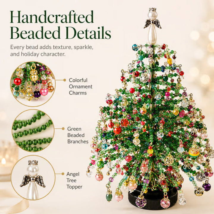 🎄✨DIY Beaded Christmas Tree Kit with Lights -🎅 Mini Tabletop Holiday Decoration