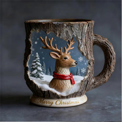 Christmas Scene Mug - 3D Snowman Santa Reindeer Mug
