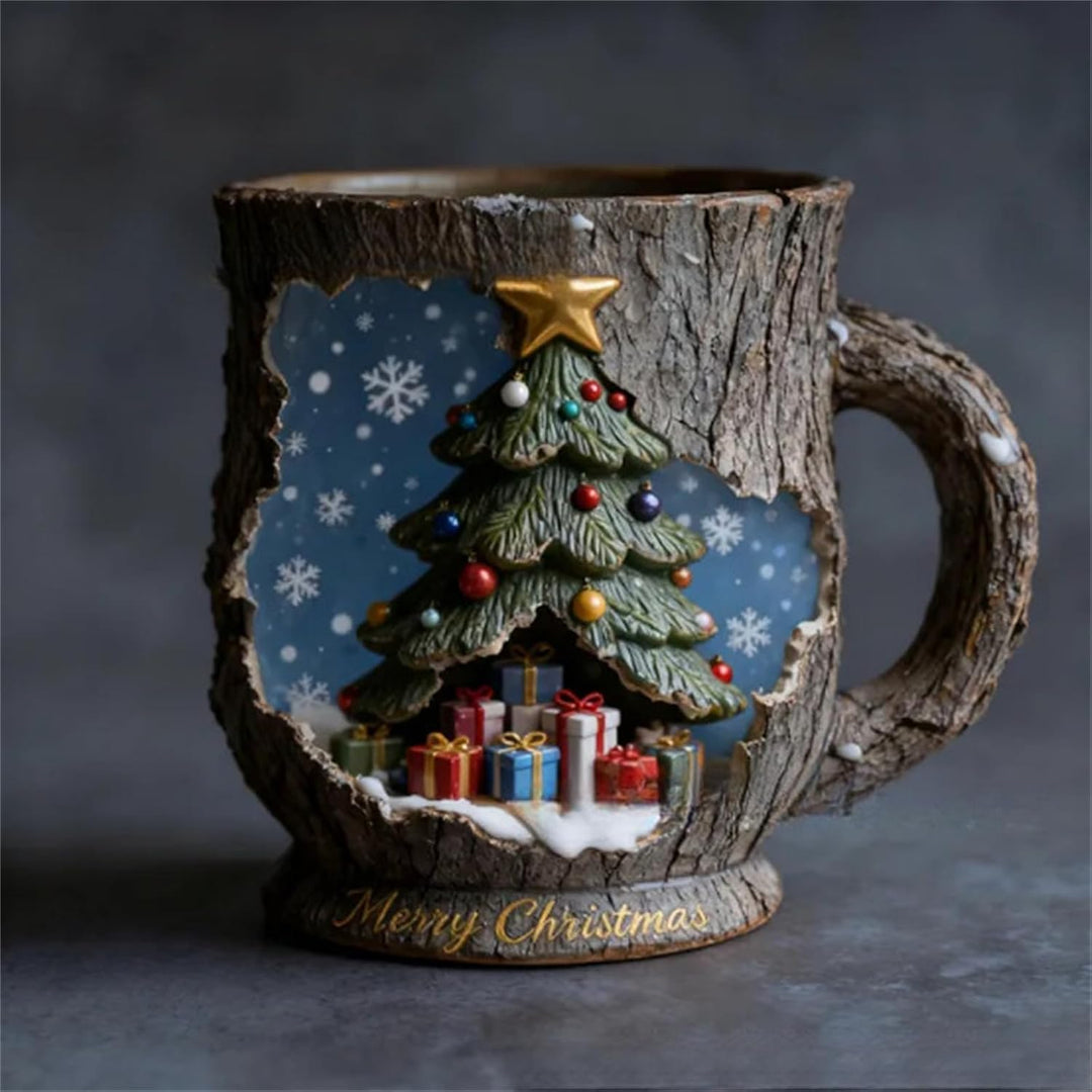 Christmas Scene Mug - 3D Snowman Santa Reindeer Mug