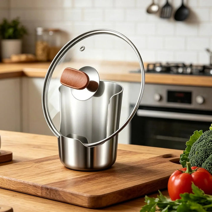 304 Stainless Steel Pot Lid &amp; Ladle Holder – Countertop Drip Catcher