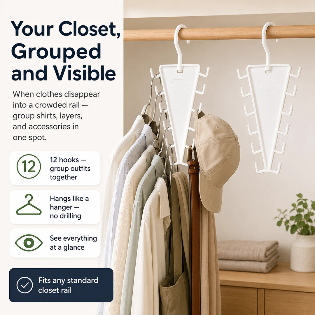 2-Pack V-Shape 12-Hook Closet Hanger Organizer