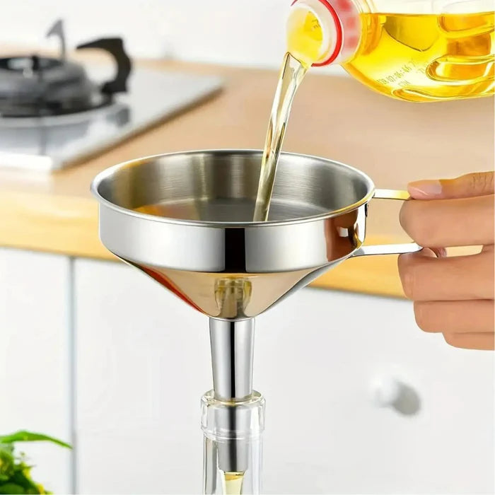 304 Stainless Steel Funnel with Removable Fine-Mesh Strainer