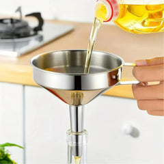 304 Stainless Steel Funnel with Removable Fine-Mesh Strainer