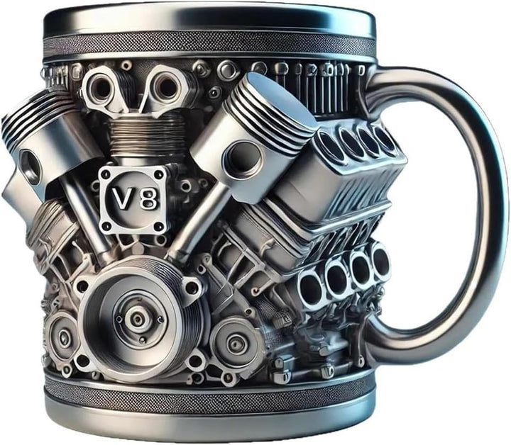 V8 Engine Coffee Mug - Resin Cast Car Mug (Small &amp; Large)