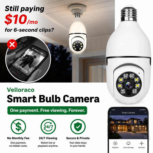 Wireless Bulb Security Camera – No Subscription, 1080p HD & Two-Way Talk