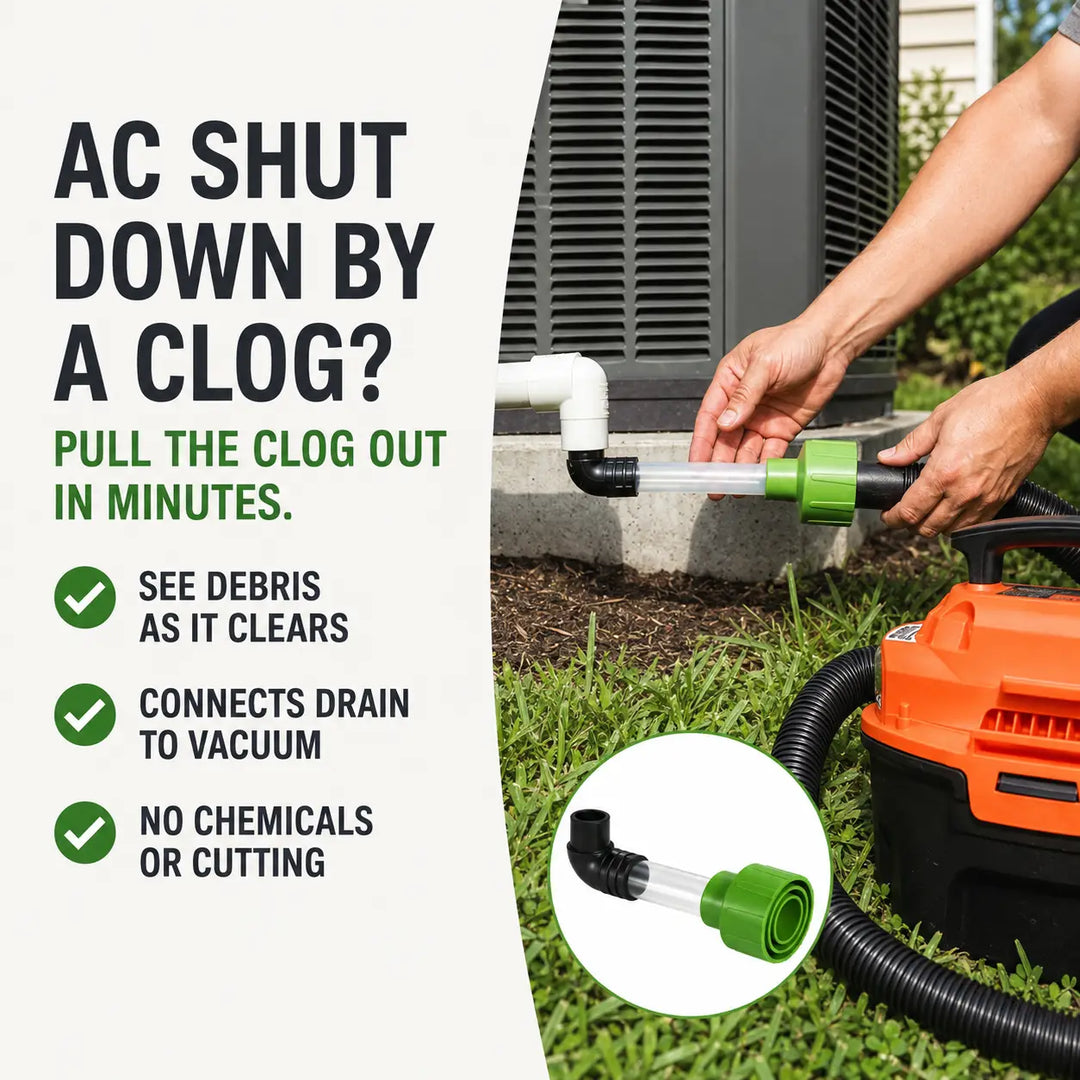 AC Condensate Drain Line Cleaner - Vacuum Unclogger for 3/4in PVC