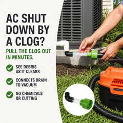 AC Condensate Drain Line Cleaner - Vacuum Unclogger for 3/4in PVC