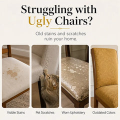 Stretch Damask Dining Chair Covers, Washable Slipcovers 2/4/6 Pack