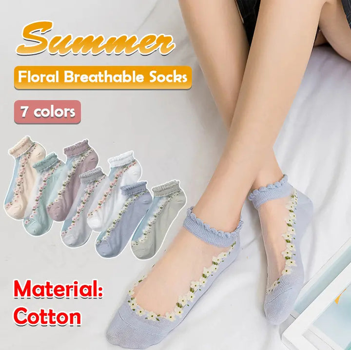 Floral Breathable Summer Socks for All-Day Comfort