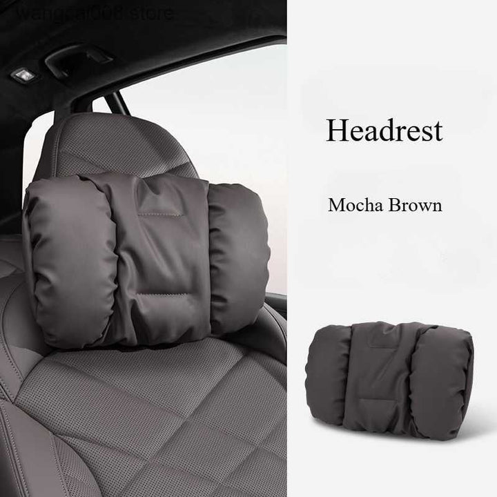 Cloud-like Suede-Touch Car Headrest &amp; Lumbar Set – Premium Driving Comfort