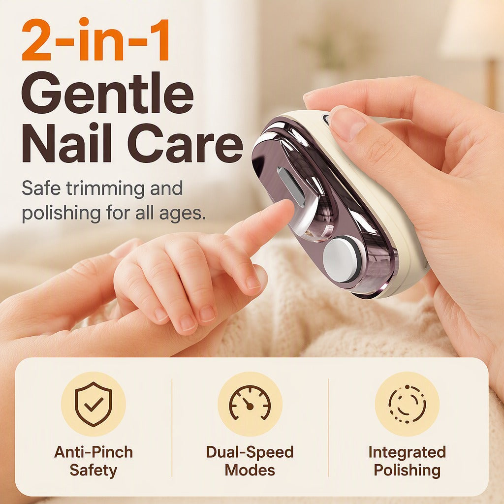 Electric Nail Clipper - 2-in-1 Trimmer &amp; Nail Grinder, Safe for Seniors