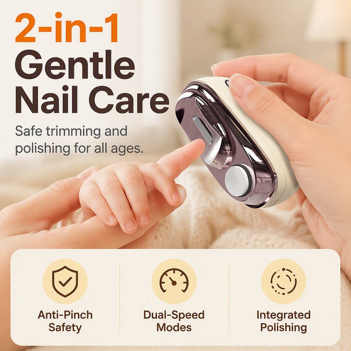 Electric Nail Clipper - 2-in-1 Trimmer &amp; Nail Grinder, Safe for Seniors