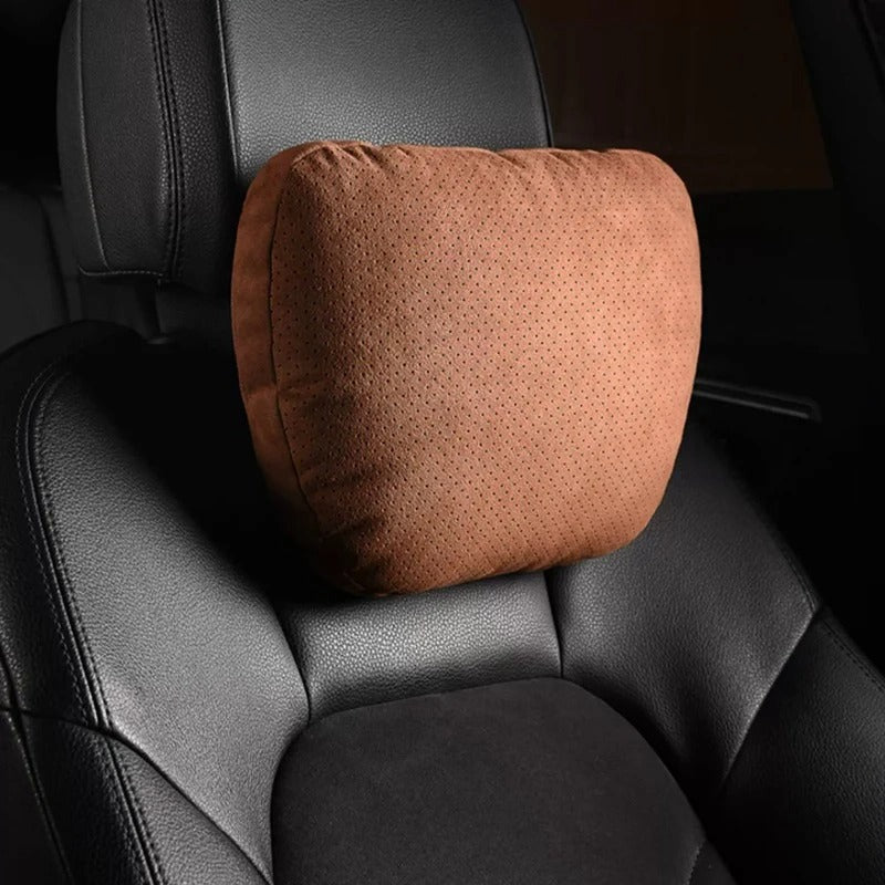 Maybach-Style Alcantara Neck Pillow – Ergonomic Headrest Support Cushion