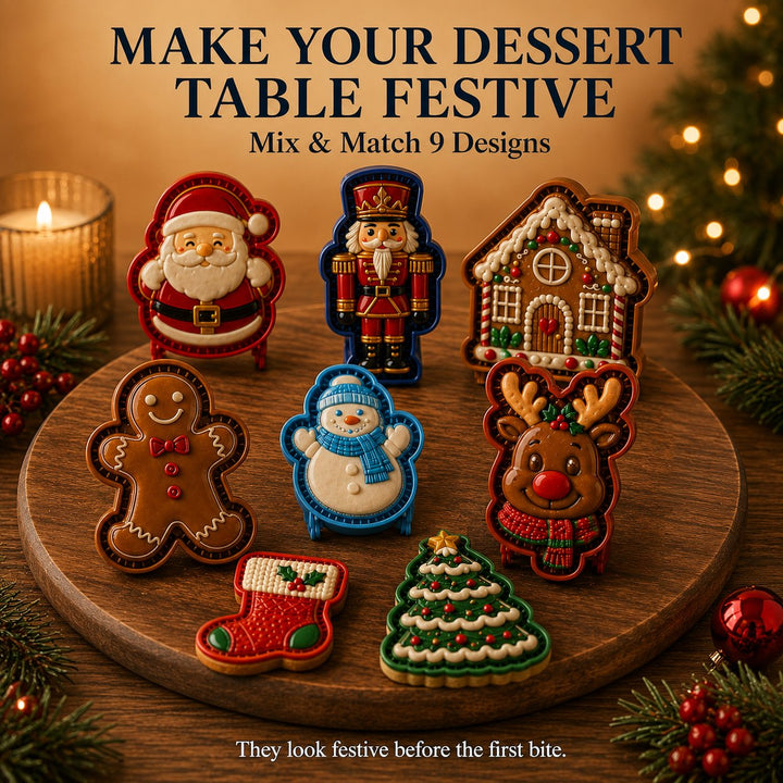 ⏳ Last Day 49% OFF – 🎄 9-Design Christmas Mini Pie Mold Collection | Reusable Embossed Molds for Shaping Detailed Santa, Snowman, Reindeer, Tree &amp; Holiday Pies 🥧✨