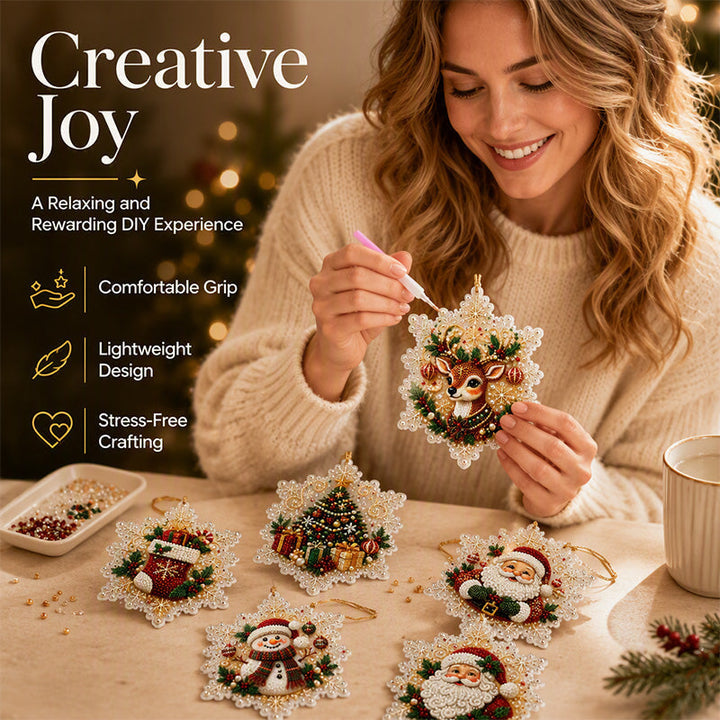 Christmas Snowflake Pearl Art Kit – 6 DIY Hanging Ornaments