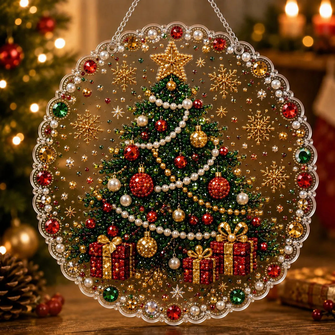 Christmas Pearl Diamond Art Suncatcher Kit – DIY Sparkling Ornament