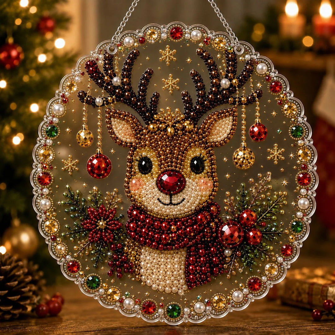 Christmas Pearl Diamond Art Suncatcher Kit – DIY Sparkling Ornament