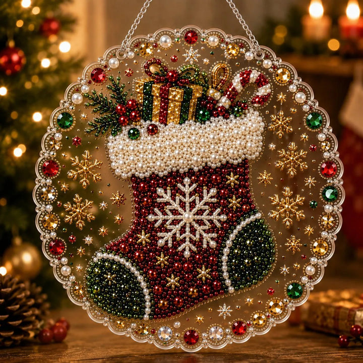 Christmas Pearl Diamond Art Suncatcher Kit – DIY Sparkling Ornament