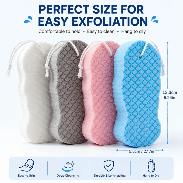 2-Pack Soft PVA Exfoliating Bath Sponge for Smooth Skin