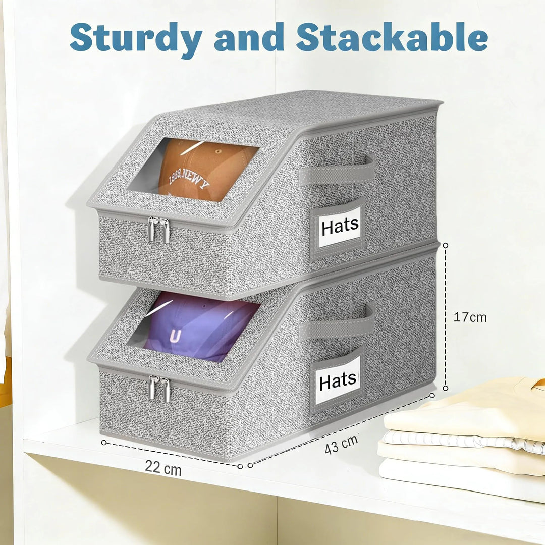 Premium Dustproof Hat Storage Box with Clear View Window
