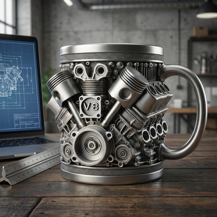 V8 Engine Coffee Mug - Resin Cast Car Mug (Small &amp; Large)