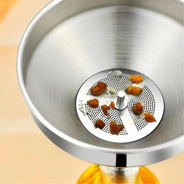 304 Stainless Steel Funnel with Removable Fine-Mesh Strainer