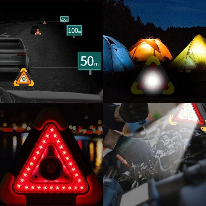 3-IN-1 Solar Emergency Triangle – 4 Modes, Power Bank, 200M Visible