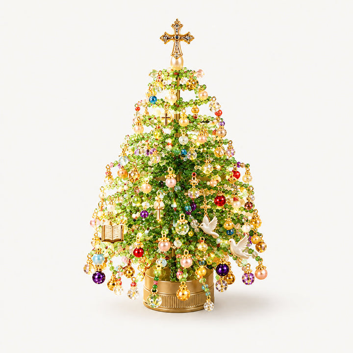 🎄✨DIY Beaded Christmas Tree Kit with Lights -🎅 Mini Tabletop Holiday Decoration