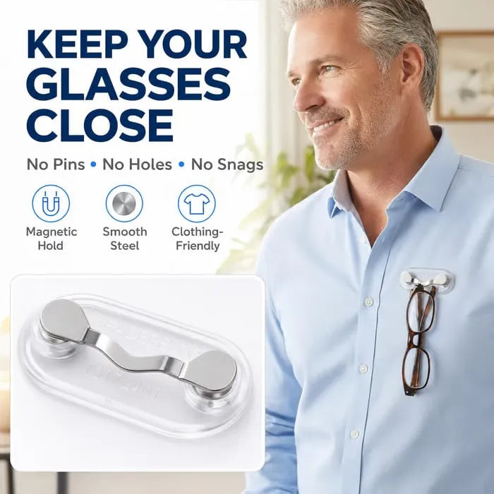 Magnetic Eyeglass Holder Clip — Keep Reading Glasses on Your Top