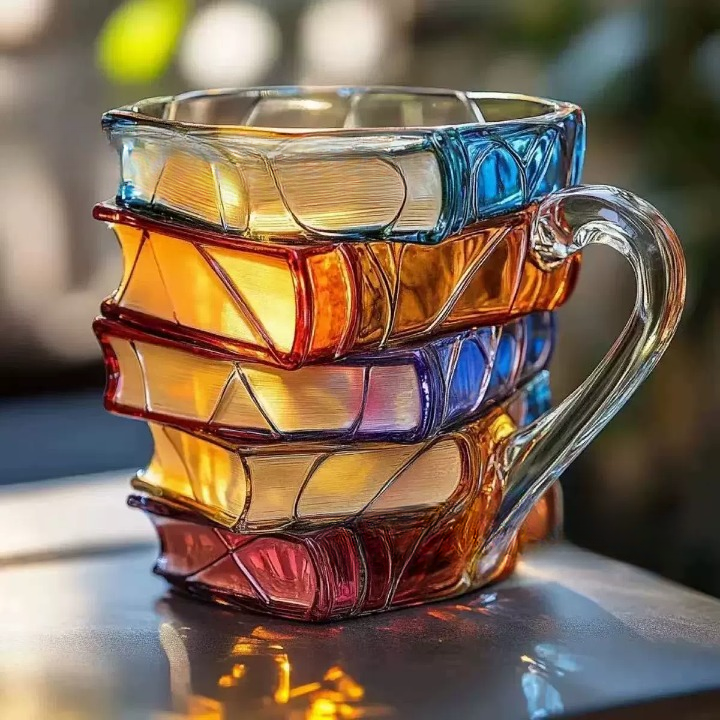 Book-Shaped Glass Coffee Mug - 4 Styles, Borosilicate Book Mug