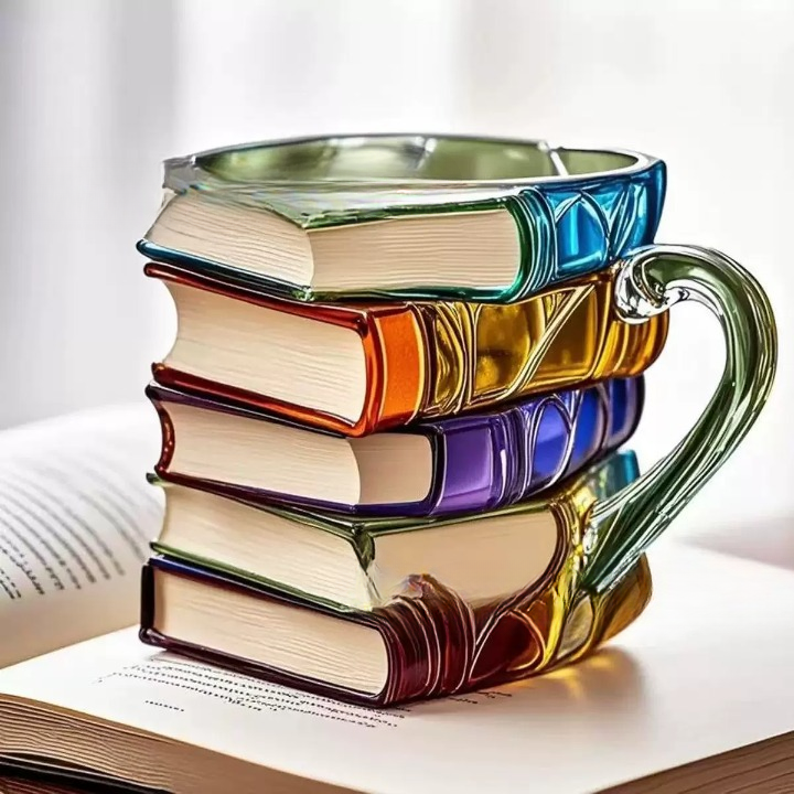 Book-Shaped Glass Coffee Mug - 4 Styles, Borosilicate Book Mug