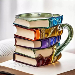 Book-Shaped Glass Coffee Mug - 4 Styles, Borosilicate Book Mug