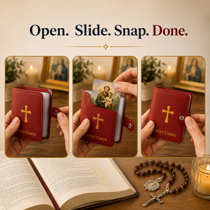 How to use the snap-closure holy card holder