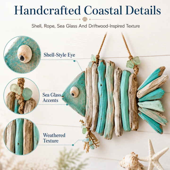 Handmade Crochet Coastal Fish Wall Hanging