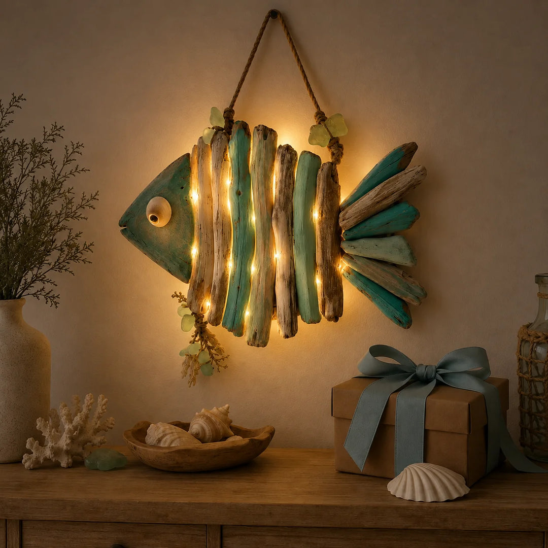 Handmade Crochet Coastal Fish Wall Hanging