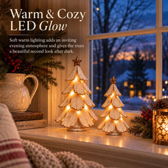 Vintage Lighted Christmas Tree Figurine – Warm Glow, Zero Setup