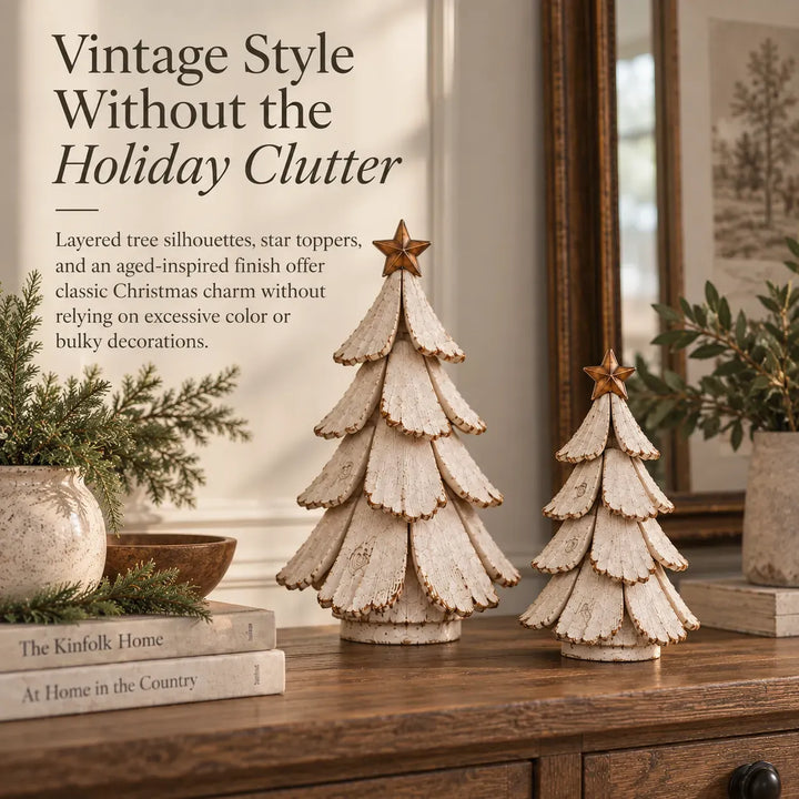 Vintage Lighted Christmas Tree Figurine – Warm Glow, Zero Setup