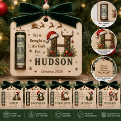 Personalized Initial Christmas Money Holder Ornament