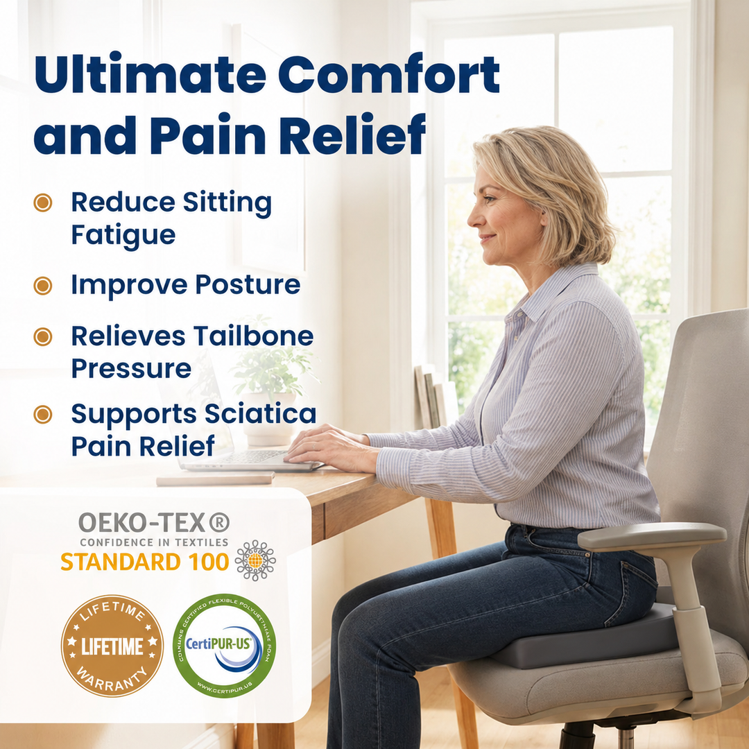 Best Gel Memory Foam Seat Cushion for Tailbone &amp; Sciatica Pain Relief