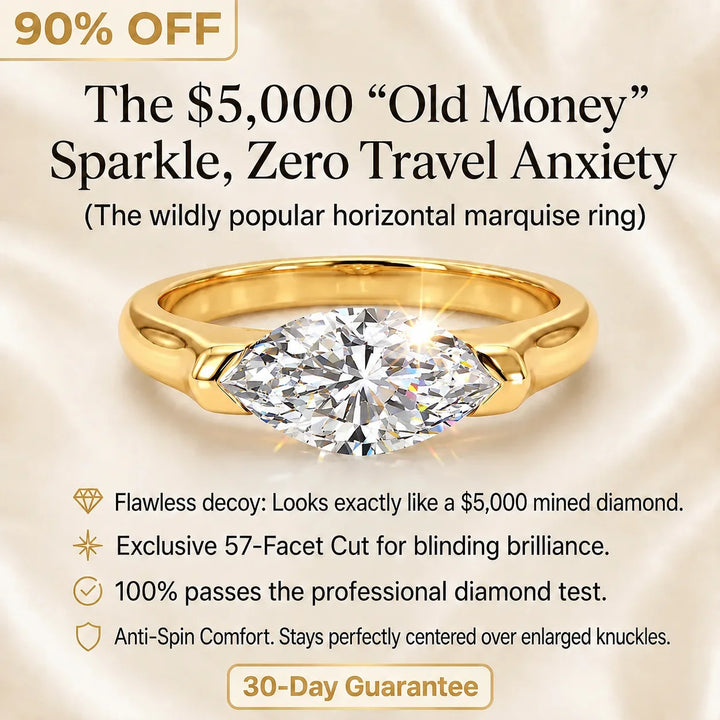 🔥 LAST DAY 90% OFF:  Anti-Spin VVS1 Flawless Moissanite East-to-West Marquise Ring in 14K Gold