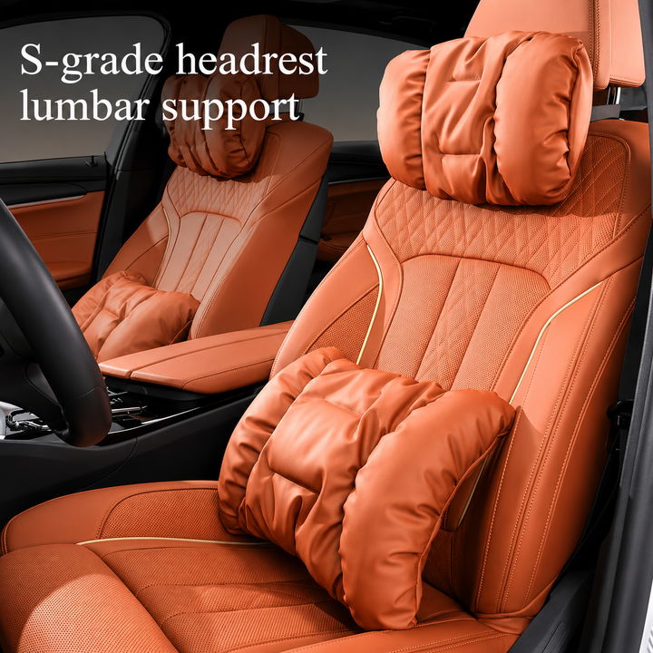Cloud-like Suede-Touch Car Headrest &amp; Lumbar Set – Premium Driving Comfort