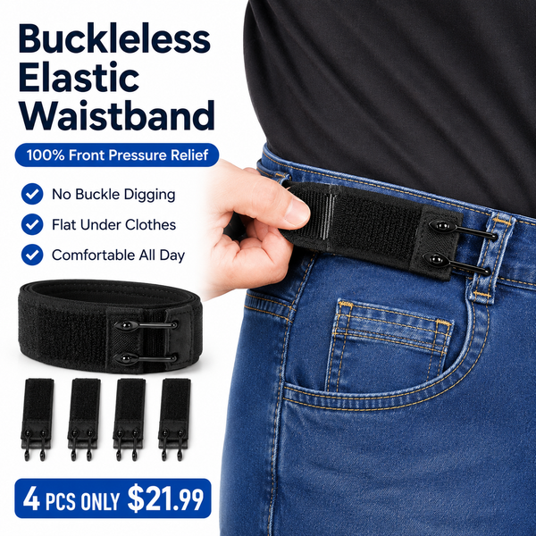 4Pcs Buckleless Elastic Waistband | 100% Front Pressure Relief