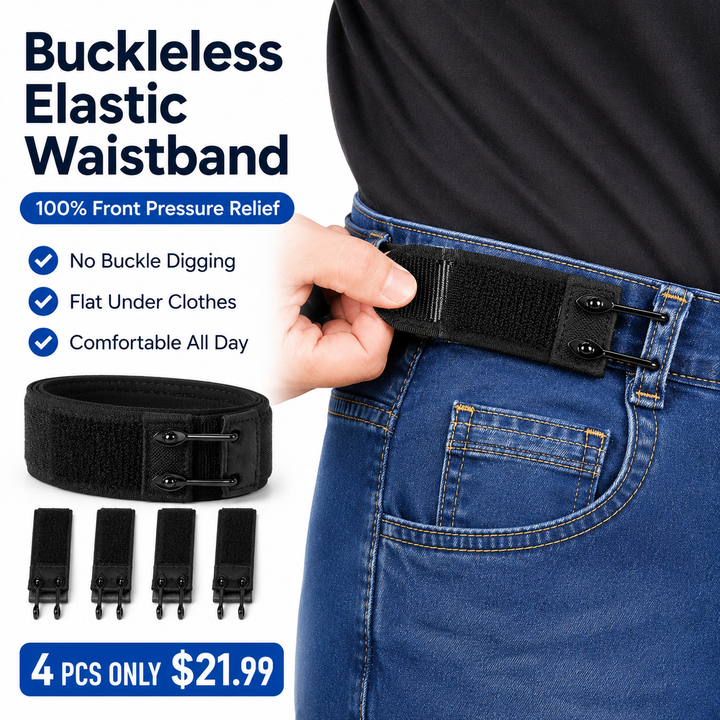 4Pcs Buckleless Elastic Waistband | 100% Front Pressure Relief