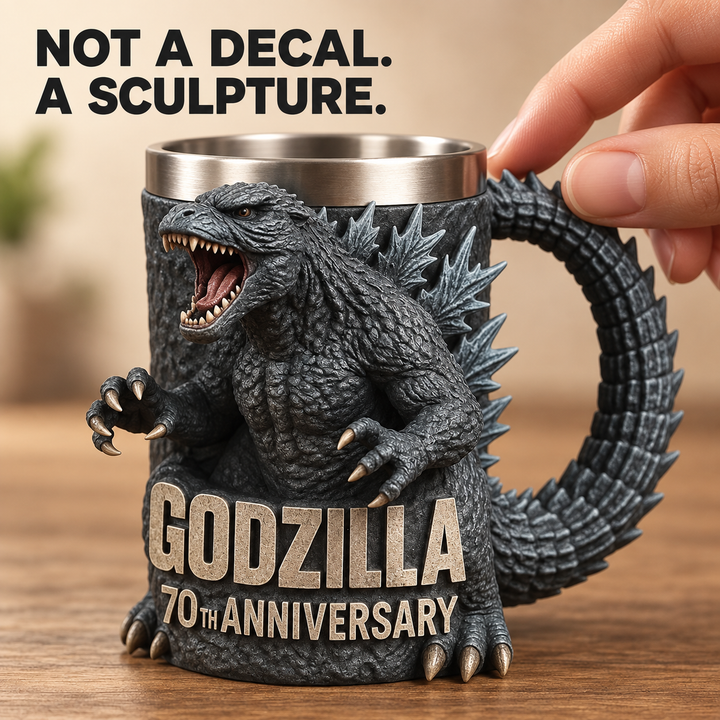 Godzilla 3D Resin Coffee Mug – Sculpted Movie Fan Gift, Desk Decor